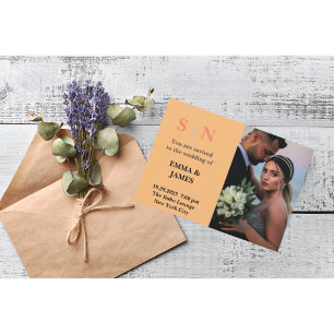 Invitación Dos Bodas de fotografía Minimal y ChicDusty Blue