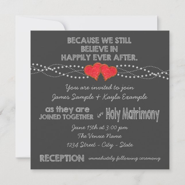 Invitación Dos Bodas del Corazón Rojo (Anverso)