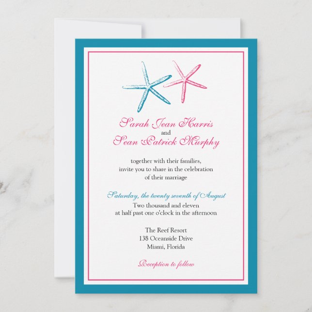 Invitación Dos Bodas estelares flacos (Anverso)