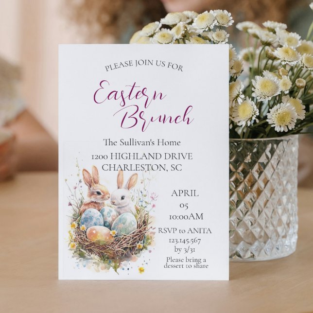 Invitación dos bungalows en canasta con huevos Brunch de Pasc (Subido por el creador)