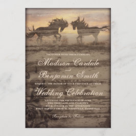 Invitación Dos caballos Rústico País Invitan a la Boda Occide