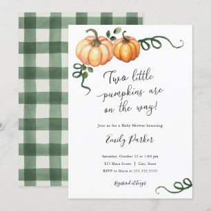 Invitación Dos calabazas en el camino Twin Baby Shower