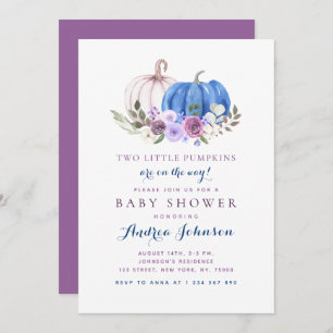 Invitación Dos calabazas gemelas Chica caen en Baby Shower
