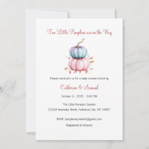 Invitación Dos calabazas pequeñas están en camino, bebé