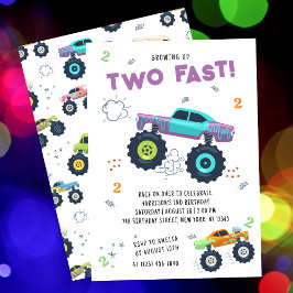 Invitación Dos camiones monstruales de coches de niños de seg