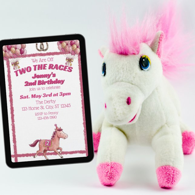 Invitación Dos Carreras, Caballo Rosa Cumple 2 Años (Subido por el creador)