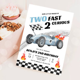 Invitación Dos Carreras de 2 cumpleaños de Fast Race Car