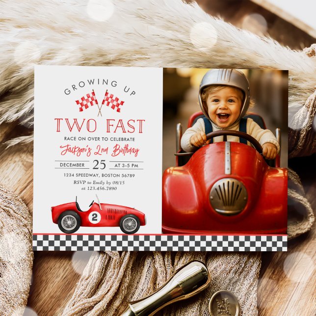 Invitación Dos Carreras de coches de carreras rápidas foto de (Subido por el creador)