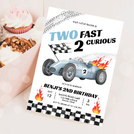 Invitación Dos Carreras rápidas de autos de segunda cumpleaño
