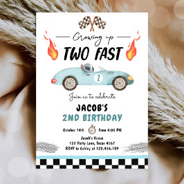 Invitación Dos Carros de Carrera de Cumpleaños Rápido Segundo