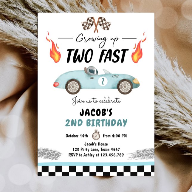 Invitación Dos Carros de Carrera de Cumpleaños Rápido Segundo (Subido por el creador)