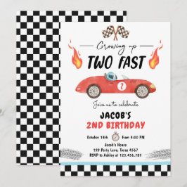 Invitación Dos Carros de Carrera de Fiesta de Cumpleaños Rápi
