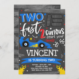 Invitación Dos Carros de Carrera Roja de la Fiesta de Cumplea