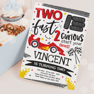Invitación Dos Carros de Carrera Roja de la Fiesta de Cumplea