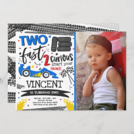 Invitación Dos Carros de Carrera Roja de la Fiesta de Cumplea