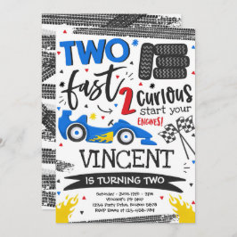 Invitación Dos Carros de Carrera Roja de la Fiesta de Cumplea