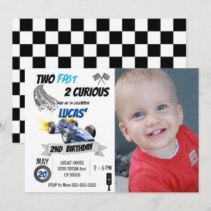 Invitación Dos carros rápidos 2 curiosos de foto Race Car seg