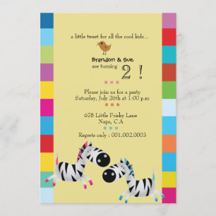 Invitación Dos cebras - la fiesta de cumpleaños de los