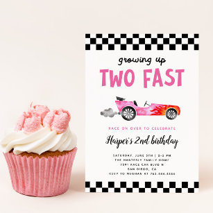 Invitación Dos Chicas de autos de carrera rápida Fiesta de cu