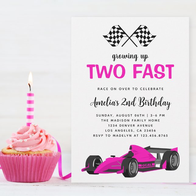Invitación Dos Chicas de autos de carrera rápida Fiesta de cu (Subido por el creador)