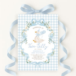 Invitación Dos Chicas de Blue Bow de Goose Silly
