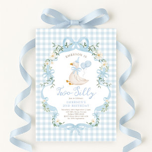 Invitación Dos Chicas de Blue Bow de Goose Silly