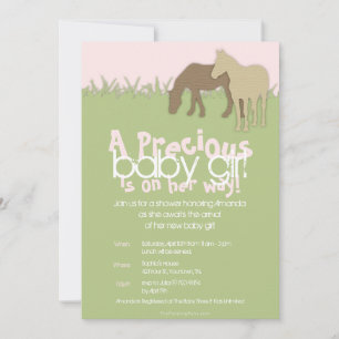 Invitación Dos Chicas de Brown Ponies en Baby Shower
