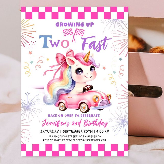Invitación Dos Chicas de coches rosados de carreras rápido Fi (Subido por el creador)