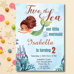 Invitación Dos Chicas de la sirena marrón del mar en segundo