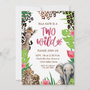 Invitación Dos Chicas de Safari Animal Salvaje Fiesta de cump