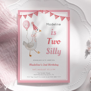 Invitación Dos Chicas del segundo cumpleaños de Goose tontos