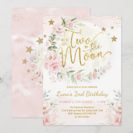 Invitación Dos Chicas del segundo cumpleaños de la floral de 