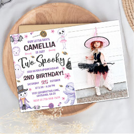 Invitación Dos Chicas espeluznantes Halloween 2º cumpleaños F
