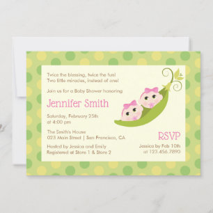 Invitación Dos Chicas Gemelos Invitan A Baby Shower A 2 Peas 