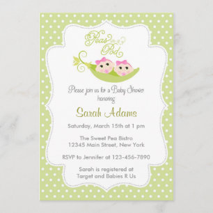 Invitación Dos Chicas gemelos invitan a Baby Shower en un pos