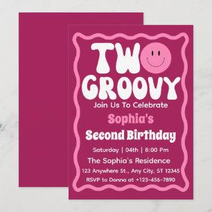 Invitación Dos chicas geniales Cumpleaños Retro 2