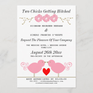 Invitación Dos chicas golpeando a Boda lesbiana