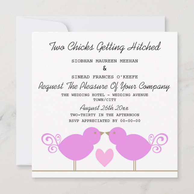 Invitación Dos chicas golpeando a Boda lesbiana (Anverso)