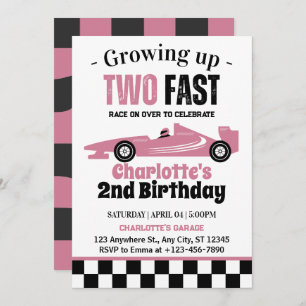 Invitación Dos Chicas rápidos Fiesta del segundo cumpleaños