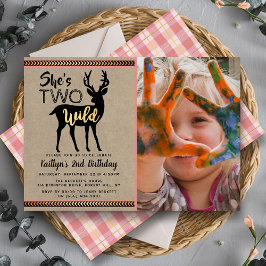 Invitación Dos Chicas silvestres Fotografía de ciervos de Woo