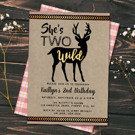 Invitación Dos Chicas silvestres Woodland Deer segundo cumple