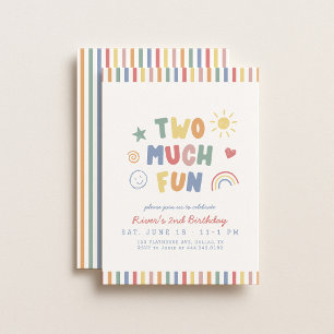 Invitación Dos chicos divertidos Cumpleaños Colorido 2