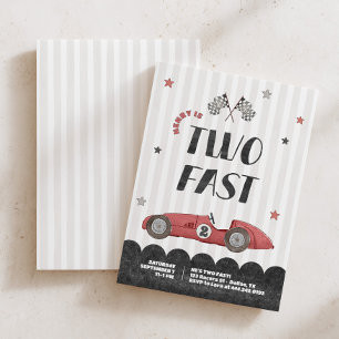 Invitación Dos chicos rápidos acuarela coche de carreras rojo
