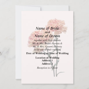 Invitación Dos claveles rosados