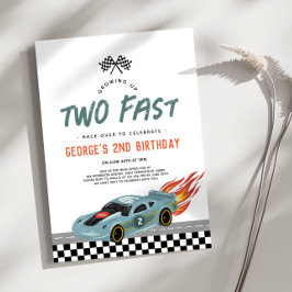 Invitación Dos coches calientes de cumpleaños rápidos y rueda