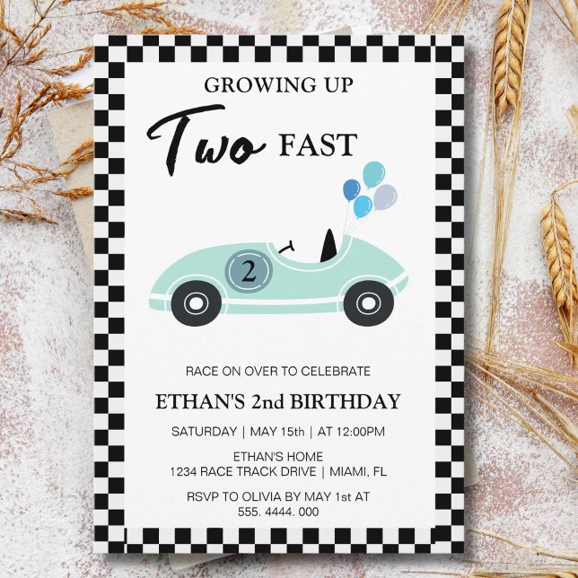 Invitación Dos coches de carrera rápida niños segundo Fiesta  (Subido por el creador)
