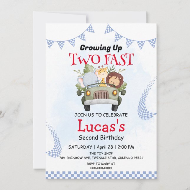 Invitación Dos coches de carreras de la jungla salvaje rápido (Anverso)