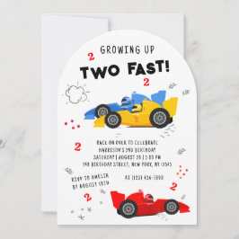 Invitación Dos coches de Carreras de niños de segundo cumplea