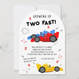 Invitación Dos coches de Carreras de niños de segundo cumplea