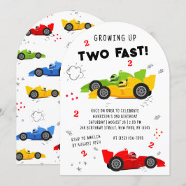 Invitación Dos coches de Carreras de niños de segundo cumplea